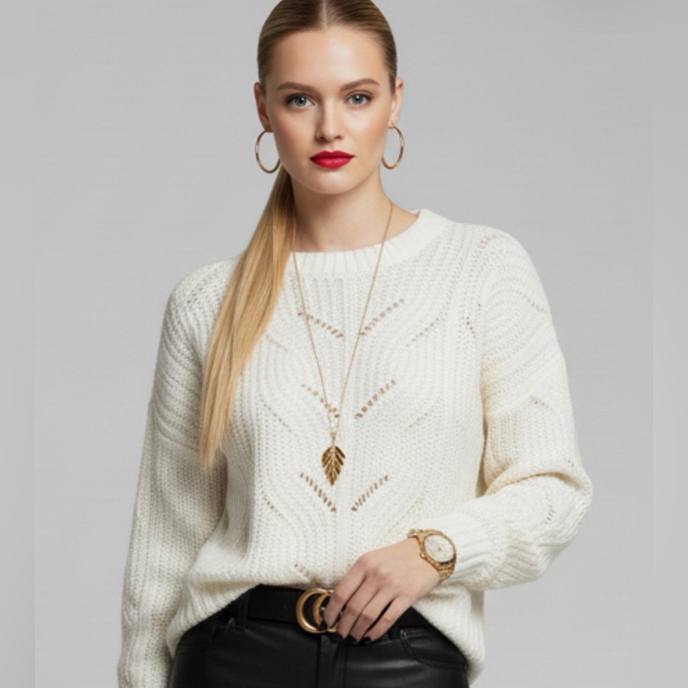 Madewell Ivory Textured Knit Cropped Sweater